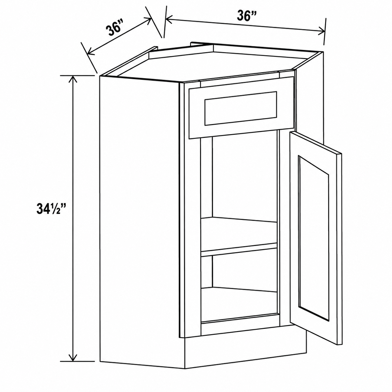 French Grey Shaker Blind Base Corner Cabinet
