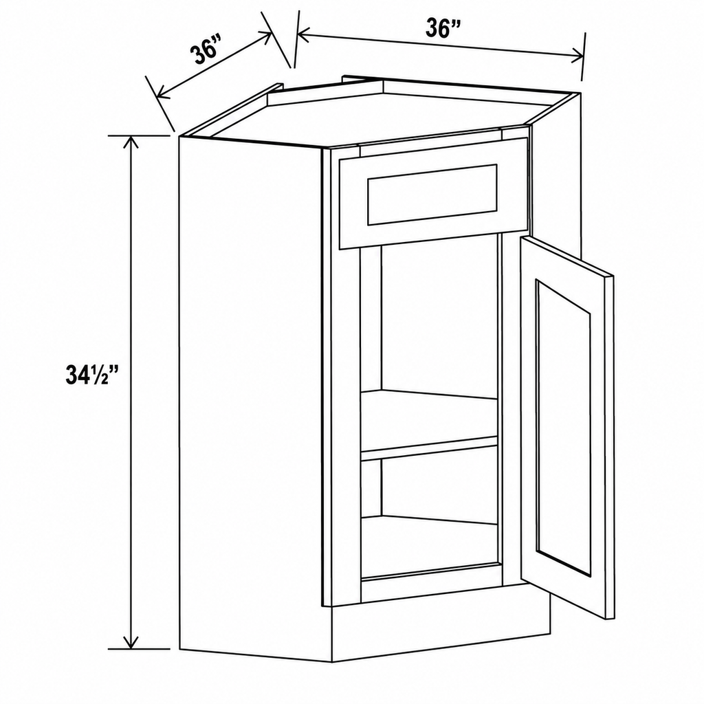 Navy Blue Shaker Blind Base Corner Cabinet