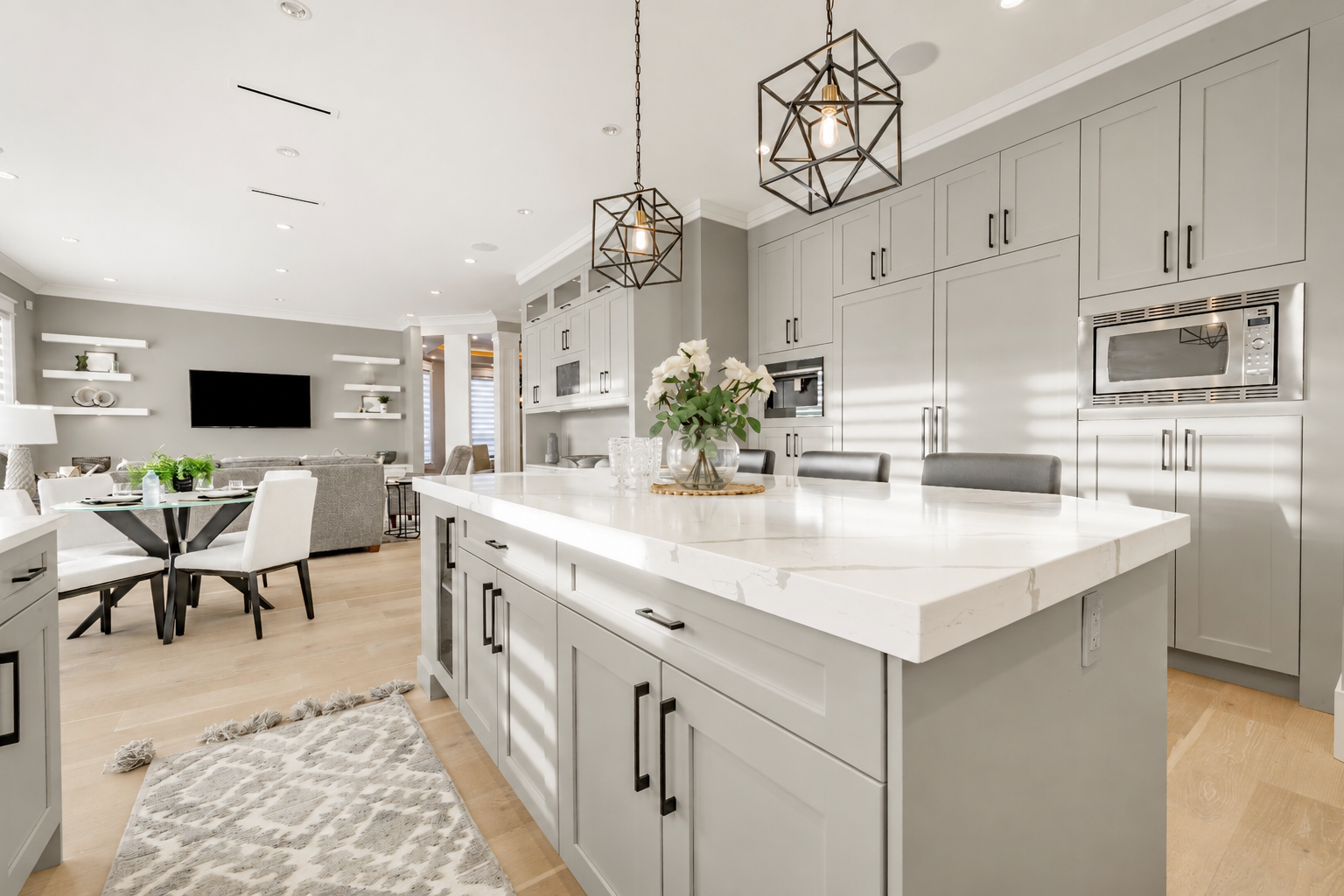French Grey Shaker kitchen island