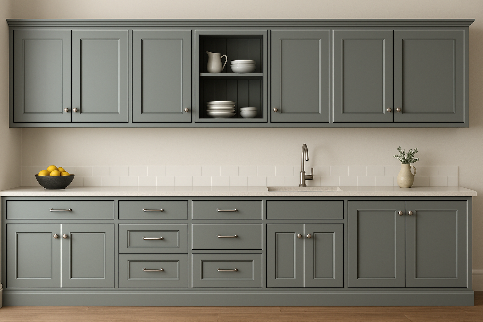 French Grey shaker kitchen cabinet 