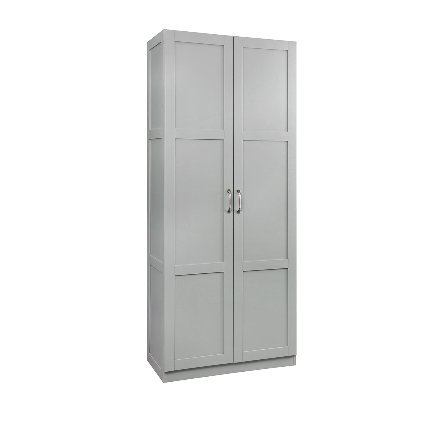 VinylnVine Select Storage Cabinet with Adjustable Shelves, Pantry Cabinet in Ivory White Wood Grain PU Paint Finish, Easy Assembly