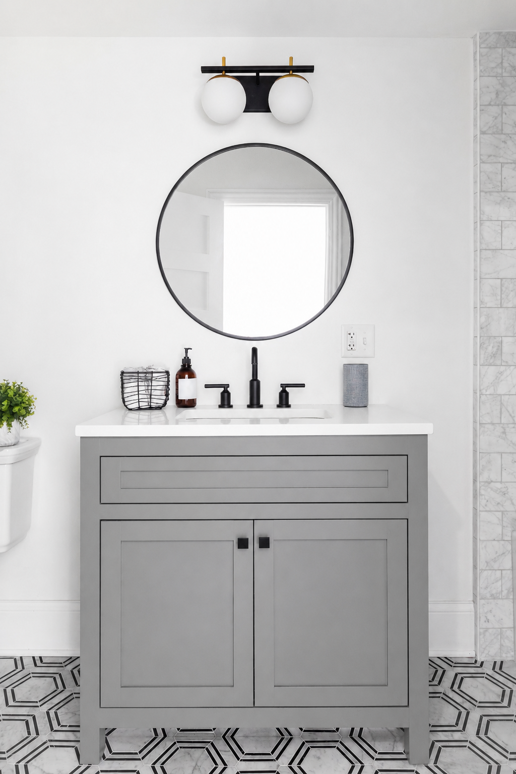 Grey Shaker vanity application