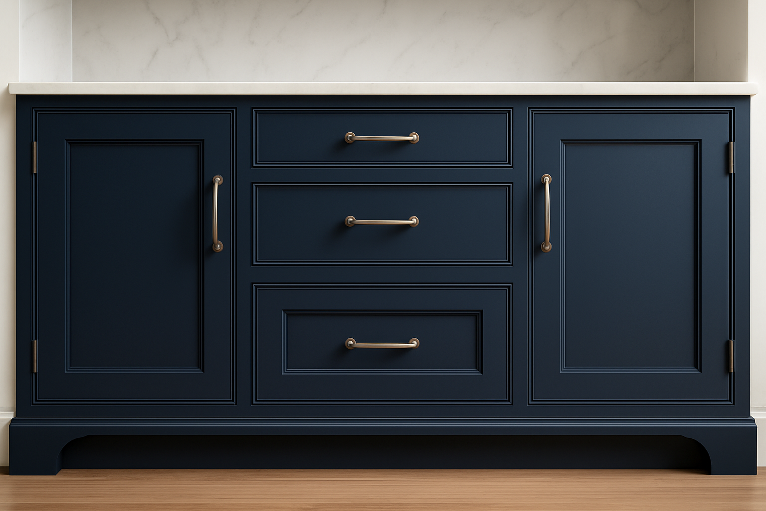 Navy blue shaker kitchen cabinet