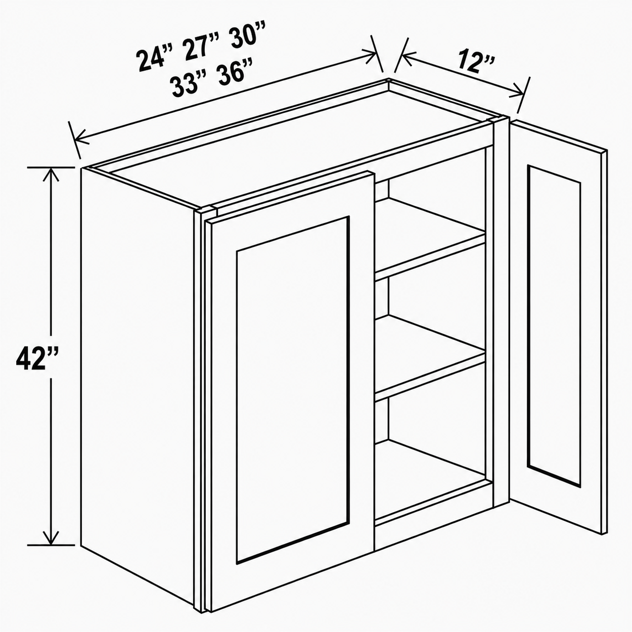 White Shaker 42-inch Tall Double Door Wall Cabinet