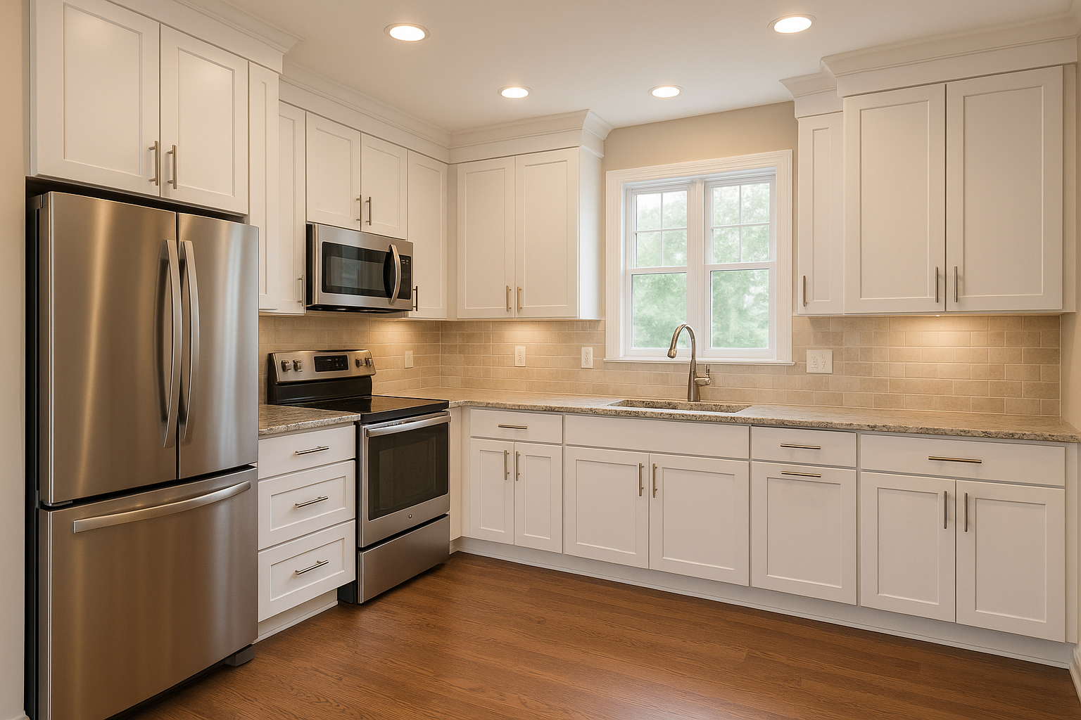 white shaker kitchen cabinet with background