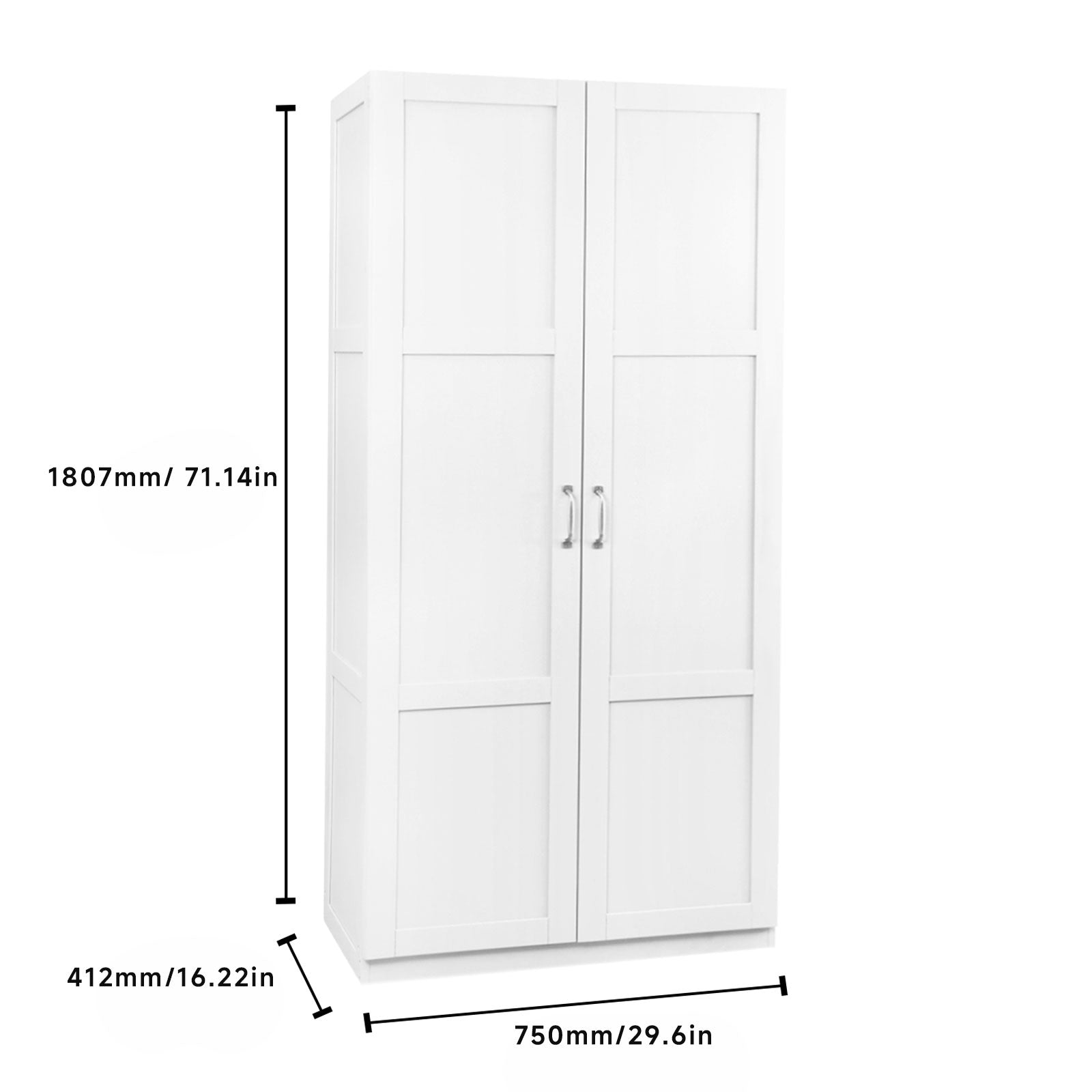 VinylnVine Select Storage Cabinet with Adjustable Shelves, Pantry Cabinet in Ivory White Wood Grain PU Paint Finish, Easy Assembly