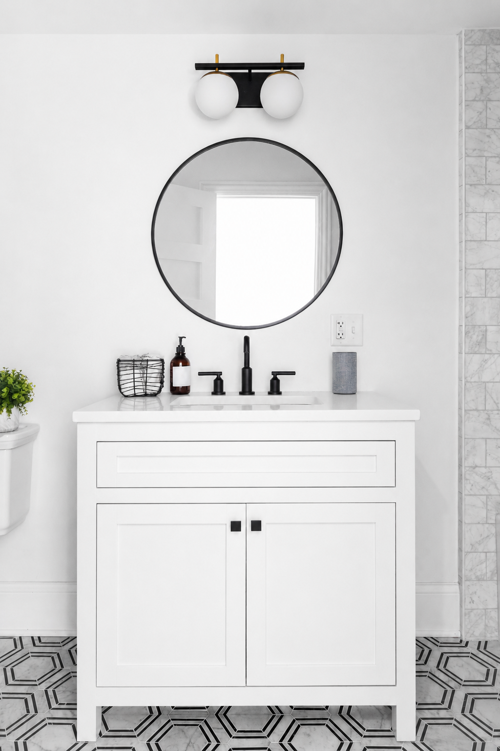 White vanity sink